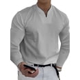 thumbnail image 1 of Cilcicy Men Relaxed Sports Elastic Comfort Long Sleeve Fall V-Neck Shirt, 1 of 4