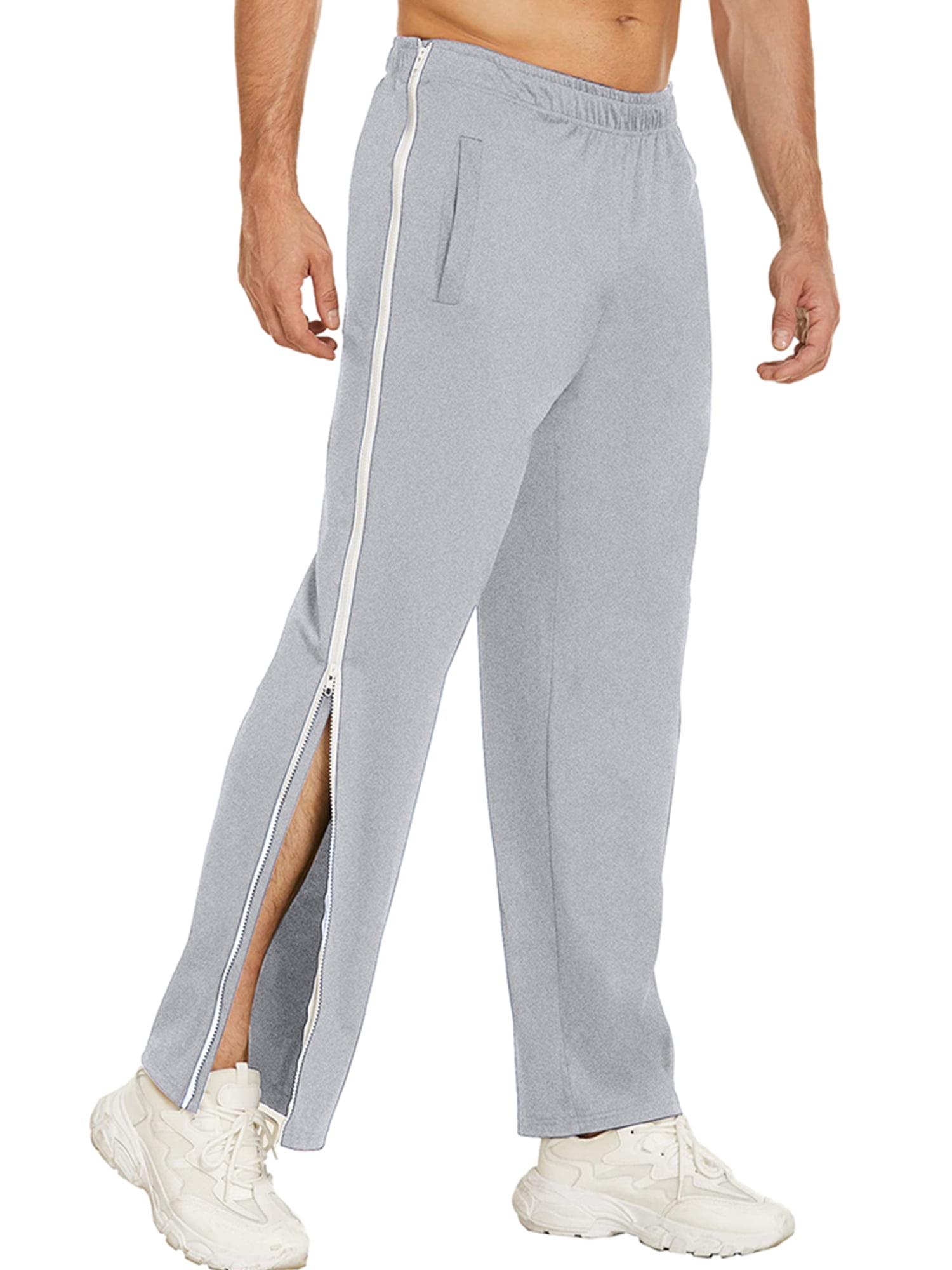 Cilcicy Men s Warm Up Basketball Pants Zipper Terry Sweatpants