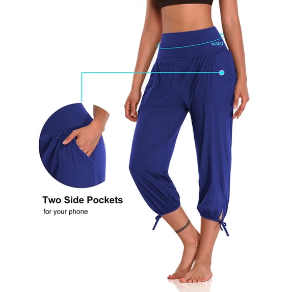 Cilcicy Women Casual Yoga Jogger Pants High Waisted Training Leggings with Pockets Calf-Length Pants