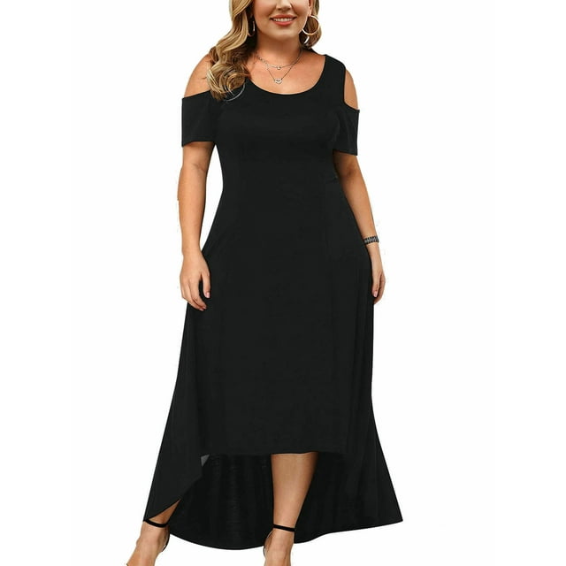 Cilcicy Women Plus Size Off-Shoulder Casual Solid Maxi Dress - Walmart.com
