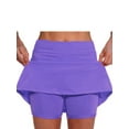 thumbnail image 1 of Cilcicy Women Solid Color Athletic Elastic Waist Sports Shorts Culottes, 1 of 2