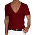 thumbnail image 1 of Cilcicy Young Men Casual Slim Sports V-Neck Shirt Leisure T-Shirt Top, 1 of 4