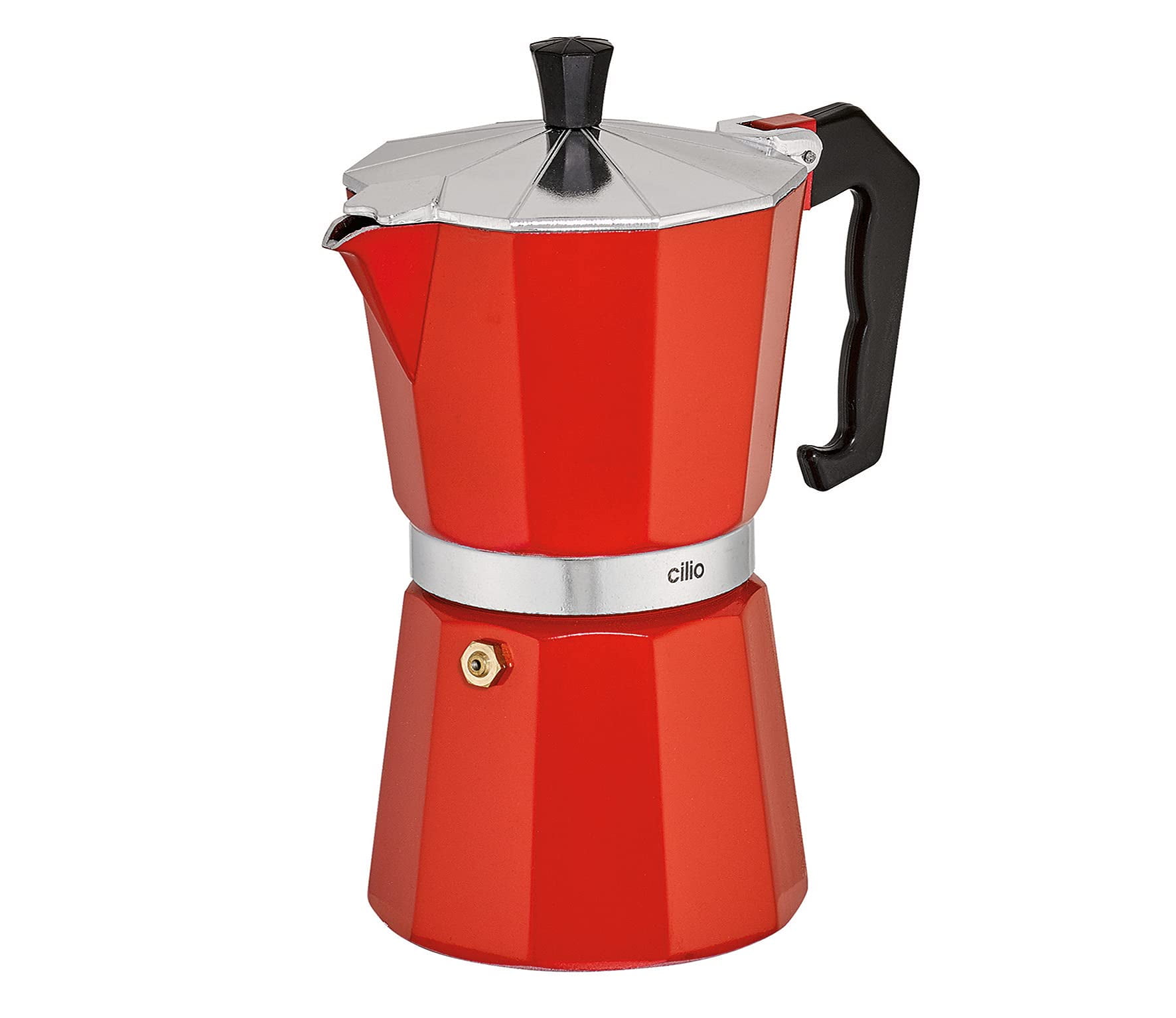 Red Aluminum 6-Cup Stovetop Espresso Maker
