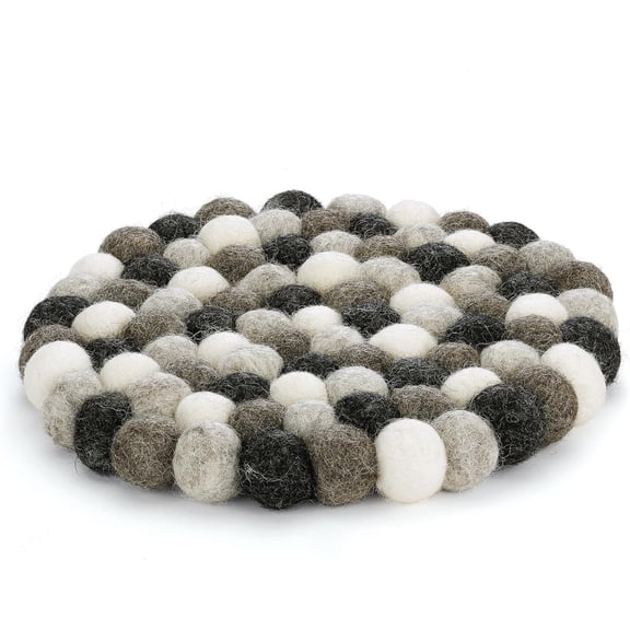Cilio Fair Trade Certified 100% Virgin Sheep Wool Trivet Made in Nepal, 8" Round, Light Gray