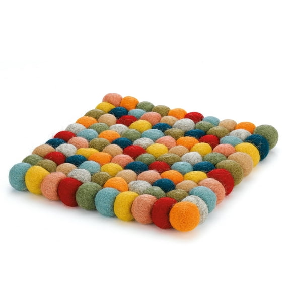 Cilio Fair Trade Certified 100% Virgin Sheep Wool Trivet Made in Nepal, 8" Square, Multi-Color