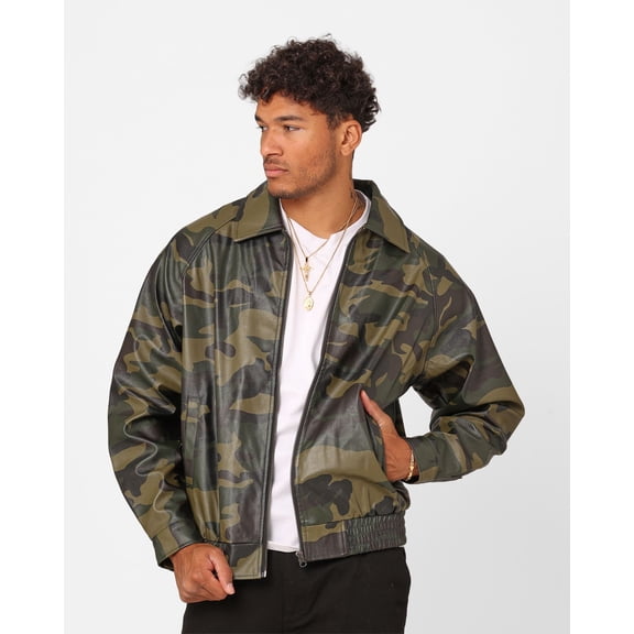 Cillian Camo PU Leather Jacket