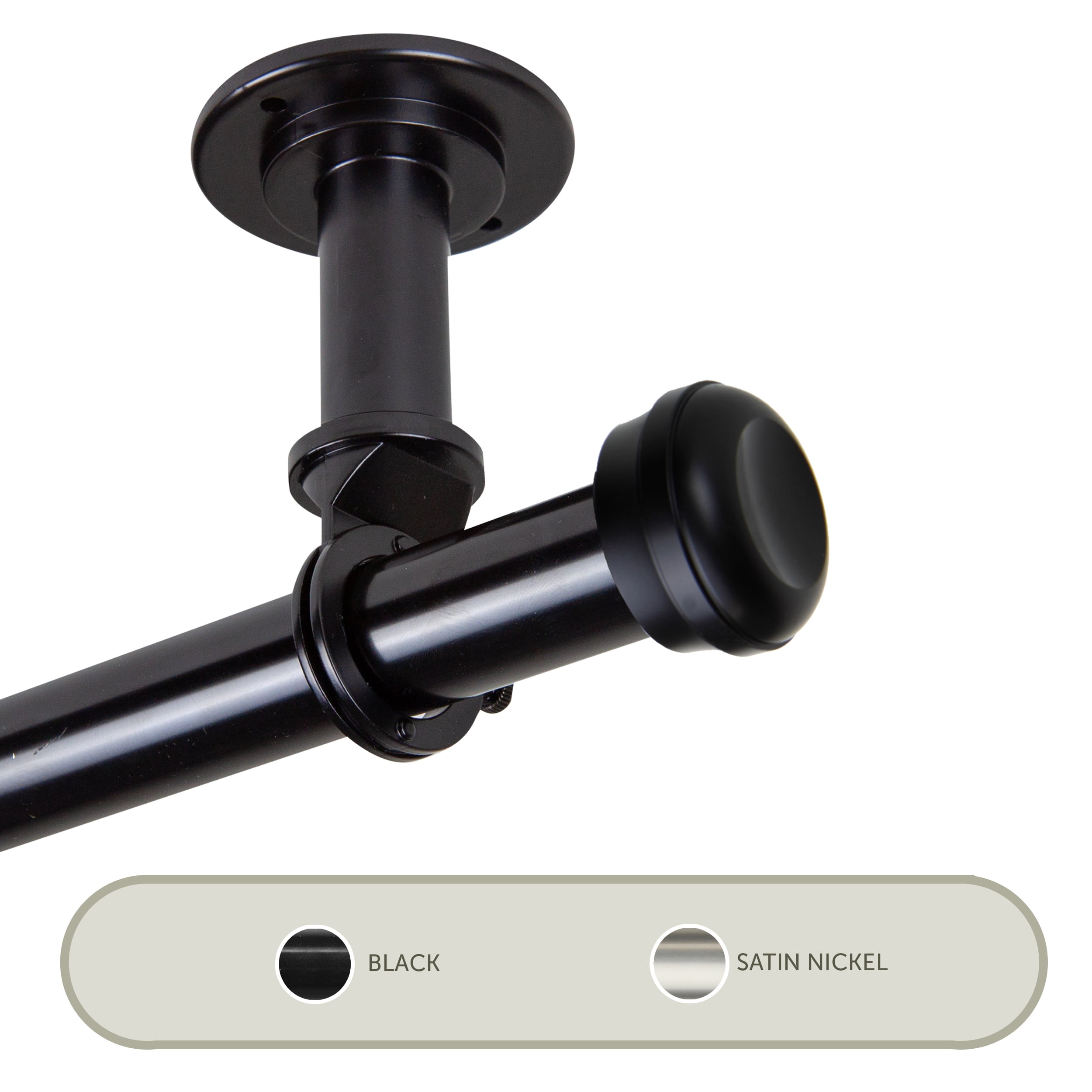 Cillo Ceiling 1" Curtain Rod/ Room Divider 120-170 inch - Black