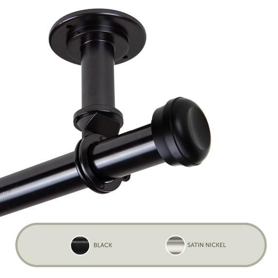 Cillo Ceiling 1" Curtain Rod/ Room Divider 120-170 inch - Black