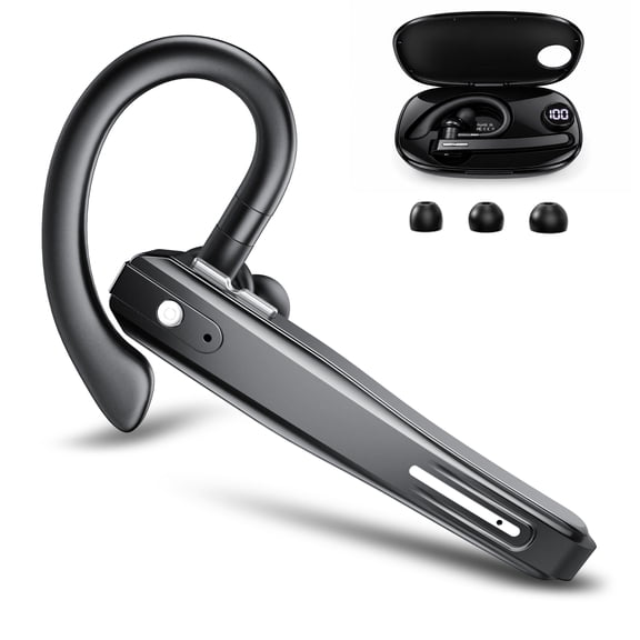 Cillso Bluetooth Headset, Wireless Headset with Mic for Work, ENC Noise-Canceling Bluetooth Earpiece, 30H Talk Time, 500mAh Charging Case, Mute Function, Hands-Free Calling for Truck Drivers & Office