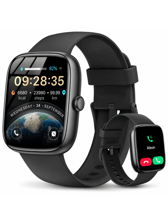 Mens Smart Watch for Android & iPhone, 1.83" Touchscreen Fitness Watch, 100+ Sports Modes, IP68 Waterproof Smartwatch with Bluetooth Call, Black