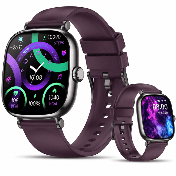 Smart Watch for Women, 1.70" AMOLED Touchscreen Fitness Tracker with Bluetooth Calls(Answer&Make), SmartWatch Fits for Android and iPhone, IP68 Waterproof, 100+ Sport Modes Smart Watches,Purple