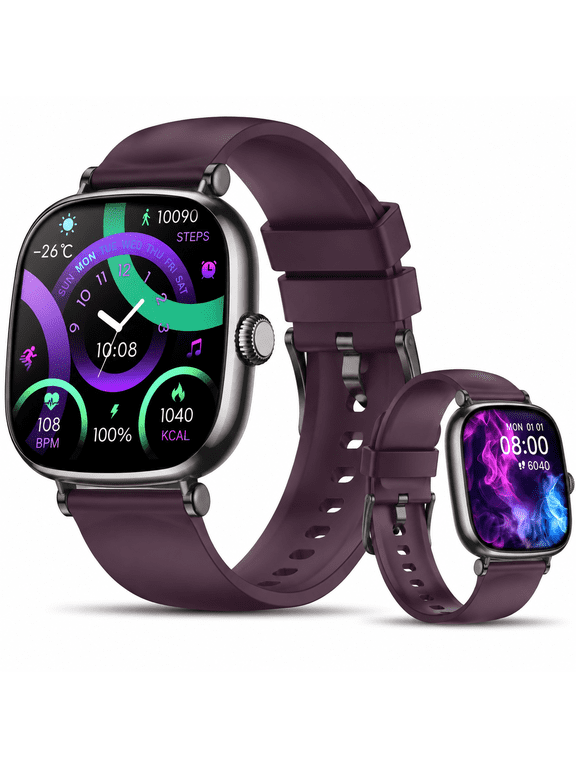 Smart Watch for Women, 1.70" AMOLED Touchscreen Fitness Tracker with Bluetooth Calls(Answer&Make), SmartWatch Fits for Android and iPhone, IP68 Waterproof, 100+ Sport Modes Smart Watches,Purple
