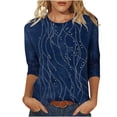 thumbnail image 1 of Cilsoka 2026 Fashion Trendy Clothes, 3/4 Sleeve Tunic Tops for Women Floral Print T Shirt Round Neck Loose Casual Tshirts Elbow Length Tee Shirts, 1 of 6