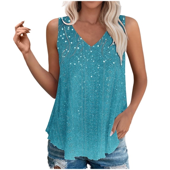 Cilsoka 2026 Summer Tank Tops for Women Sleeveless V Neck Babydoll Loose Flowy Floral Print Blouse, Spaghetti Strap Tank Top for Women Crop