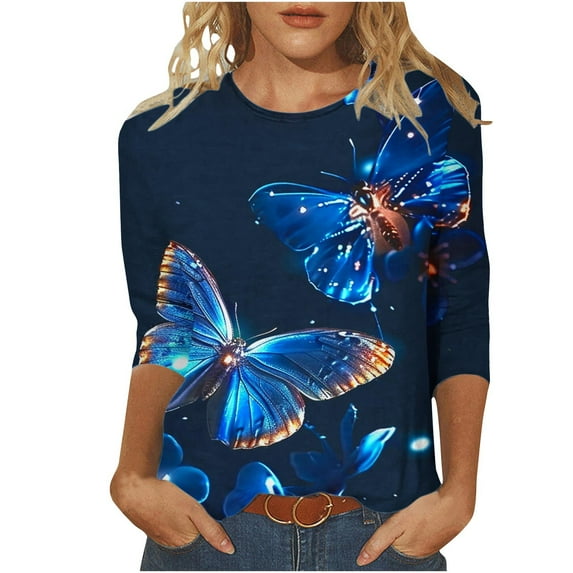 Cilsoka 3/4 Sleeve T Shirts for Women Dress Shirts for Women 3/4 Sleeve Plus Size Graphic Crop Tops for Curvy Women Vintage Tees for Women V Neck Long Sleeve Blouses for Women Casual My Orders