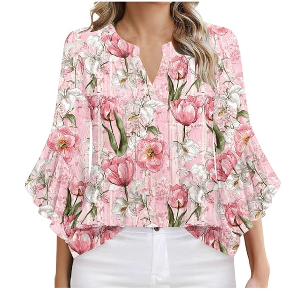 Cilsoka 3/4 Sleeve T Shirts for Women Long Shirts for Women Fall Ladies Tops and Blouses for Work Long Sleeve T Shirts for Women Cotton Womens Blouses Dressy Casual Fall My Orders