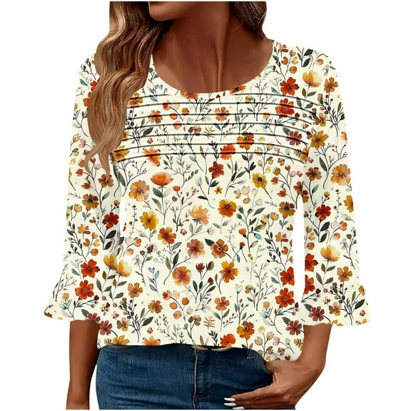 Cilsoka 3/4 Sleeve T Shirts for Women Long Sleeve V Neck Shirts for Women Fall Plus Size Graphic Crop Tops for Women Tunic Tops for Leggings Blouses for Women Business Casual Petite My Orders