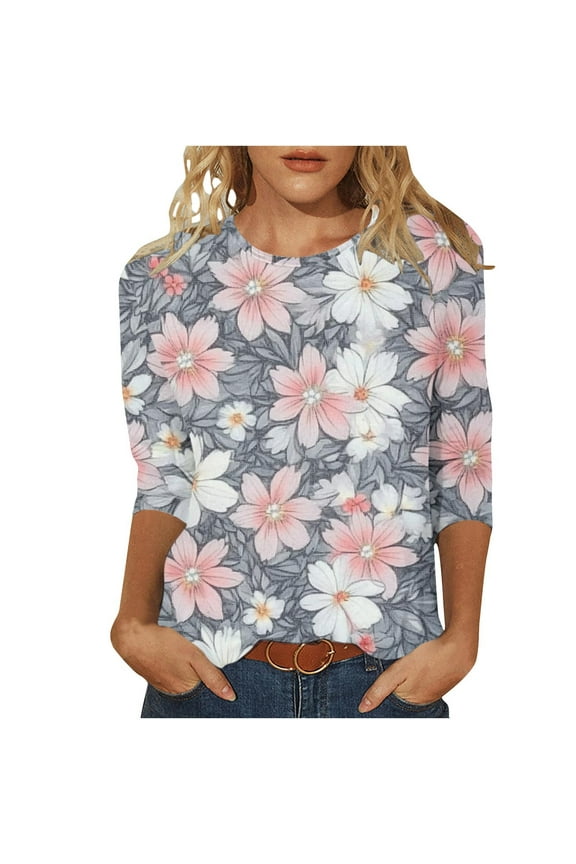 3/4 Sleeve T Shirts for Women Oversized Tshirts for Women Graphic Tees Fall Tops for Women 2025 Trendy Crop Tops for Women Going out V Neck Tops for Women Loose Fit My Orders