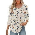 thumbnail image 1 of Cilsoka 3/4 Sleeve T Shirts for Women Plus Size Shirts for Women Trendy Womens Crop Tops Dressy Casual Plus Size Tunic Tops for Women Fall Blouses for Women Business Casual Cotton My Orders, 1 of 5