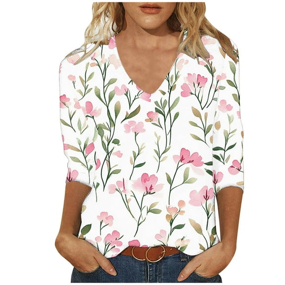 Cilsoka 3/4 Sleeve T Shirts for Women T Shirts for Women Cotton Ladies Tops and Blouses Long Shirts for Women Cotton Womens Blouses Long Sleeve Button up My Orders