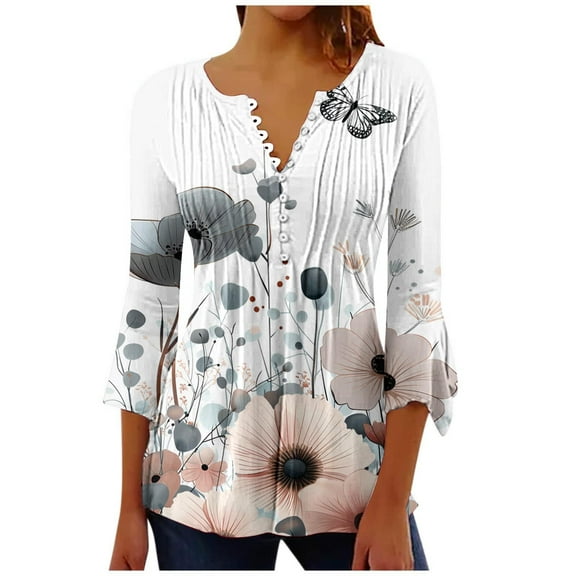 Cilsoka 3/4 Sleeve T Shirts for Women T Shirts for Women Trendy White Tops for Women Cotton Trendy Shirts for Women Plus Size Blouses for Women Long Sleeve My Orders