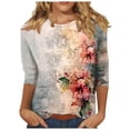 thumbnail image 1 of Cilsoka 3/4 Sleeve T Shirts for Women T Shirts for Women Trendy Womens 3/4 Sleeve Summer Tops Scoop Neck Womens Crop Tops Dressy Womens Blouses Dressy Casual My Orders, 1 of 4