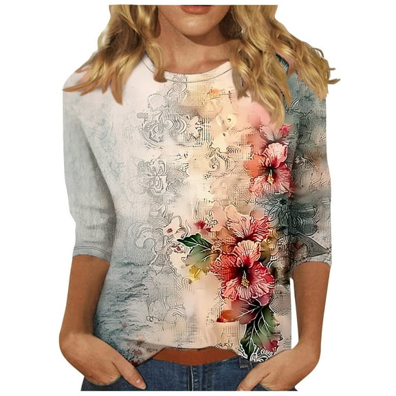 Cilsoka 3/4 Sleeve T Shirts for Women White Tshirts for Women Fitted Plus Size Tops for Women 3x Womens Crop Tops Graphic Long Sleeve Blouses for Women Fall My Orders