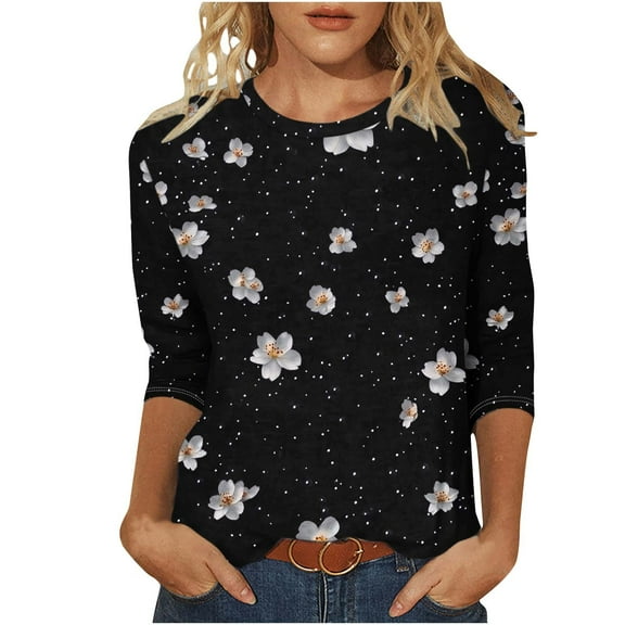 Cilsoka Black Shirts for Women Casual Womens 3/4 Sleeve Tops Red Active Tops for Women 3/4 Sleeve Long Sleeve Shirts for Women Pluss My Orders past Orders