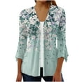 thumbnail image 1 of Cilsoka Blouses for Women Dressy Casual Short Sleeve, 3/4 Sleeve Womens Tops Bohemia Flower Summer Button Down Shirts Lightweight Cardigans Bell Sleeve T Shirts for Women, 1 of 4