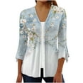 thumbnail image 1 of Cilsoka Blouses for Women Dressy Casual Summer, 3/4 Sleeve Womens Tops Bohemia Flower Summer Button Down Shirts Lightweight Cardigans Bell Sleeve T Shirts for Women, 1 of 4