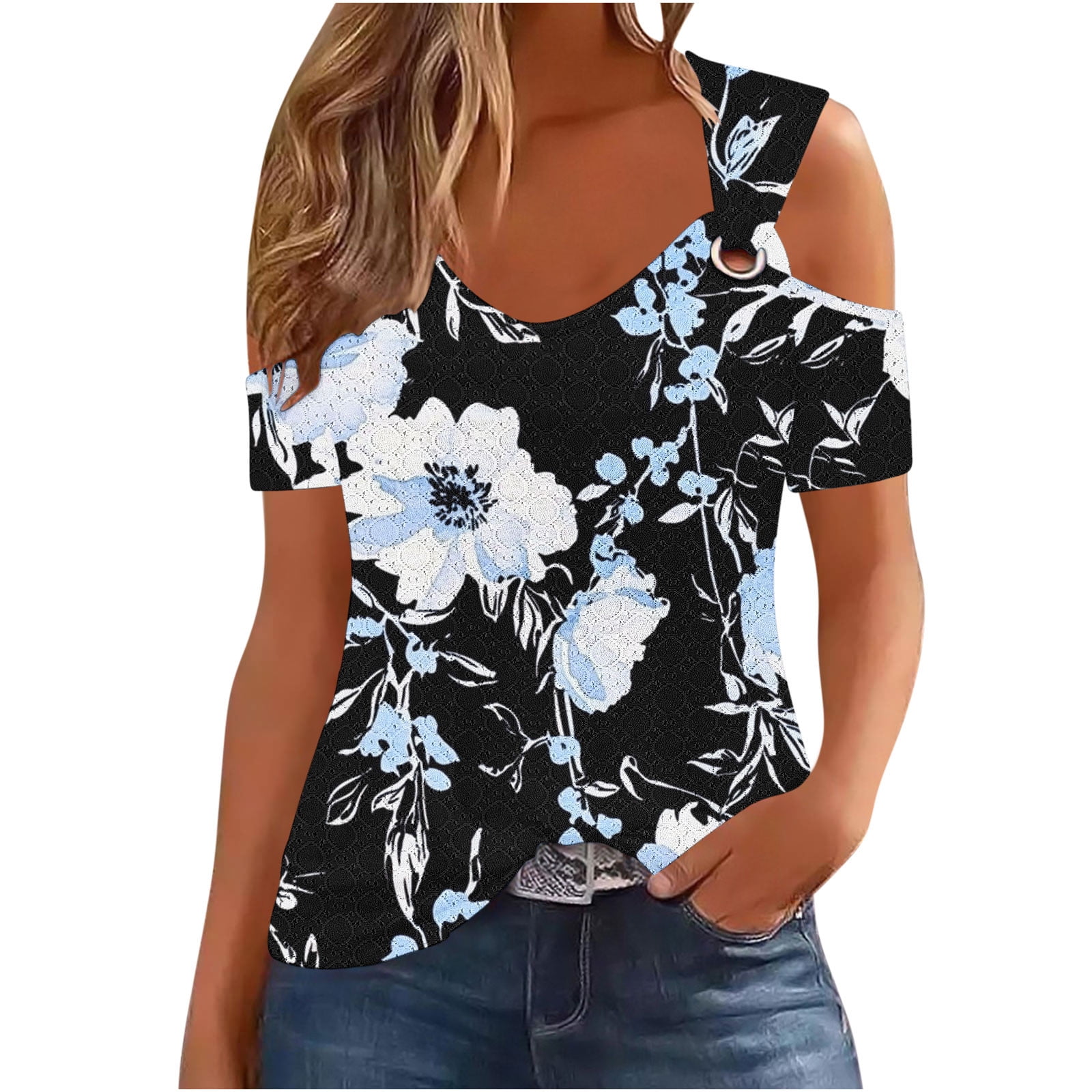 Cilsoka Graphic Shirts For Women 2025 Black Summer Tops Plus Succulent String Of Hearts Best Indoor Plants Hanging