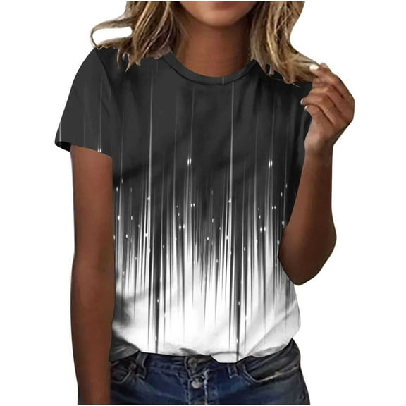 Cilsoka Short Sleeve Shirts for Women Tunic Black Summer Tops for Women Plus Women Tank Tops Loose Fit Plus Size Peasant Blouses for Women Crop