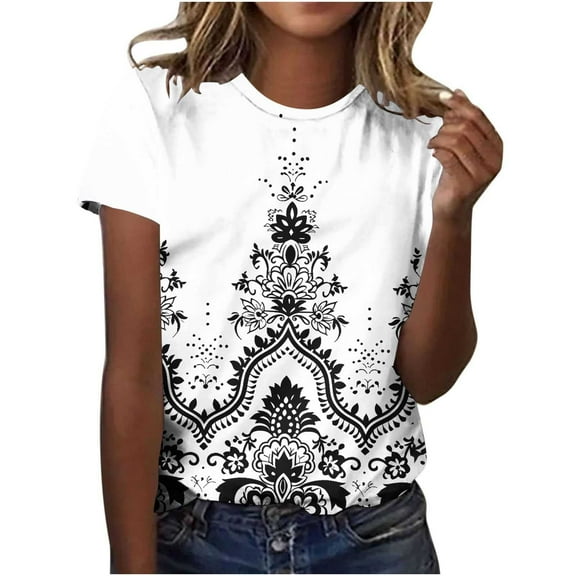Cilsoka Summer T Shirts for Women 2025 Fashion Tops for Women Plus Size Tunics for Women 2025 Plus Size 3X Womens Summer Blouses 3/4 Sleeve