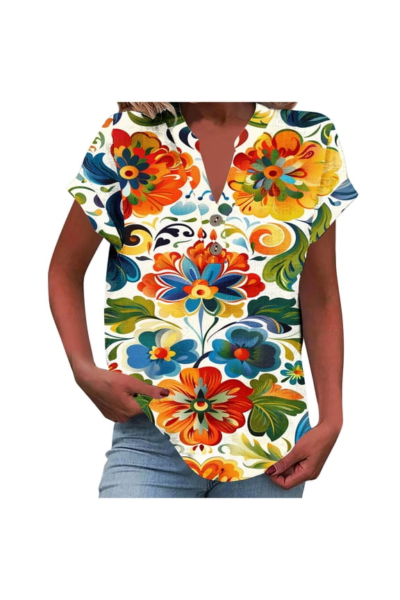 Womens Shirts Summer Cotton Loose Fit Flowy Tops for Women Summer Plus Size Tunic Tops for Women Dressy Blouses for Women Business Casual