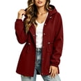 thumbnail image 1 of Cilsoka Drawstring Waist Waterproof Jacket for Womens Long Sleeve Windbreaker with Hooded Casual Solid Softshell Jackets, 1 of 4