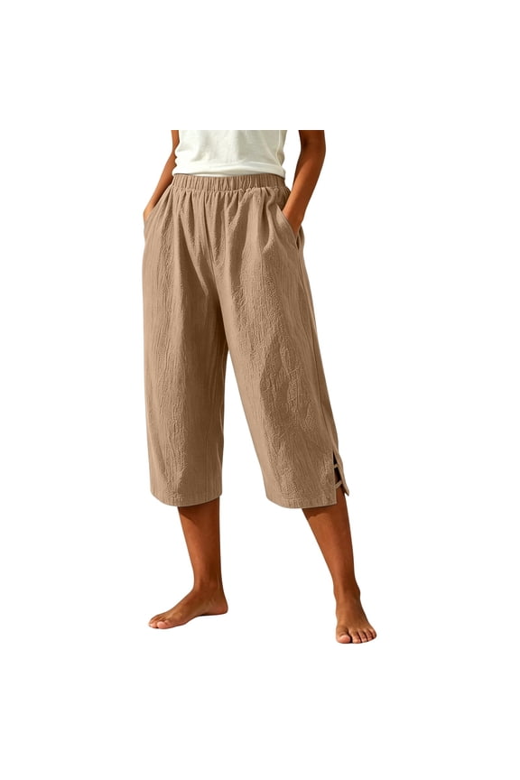 Fashion Clothing, Womens Wide Leg Palazzo Pants Summer Beach High Waisted Cropped Flowy Pants 2026 Dressy Casual Trousers with Pockets, Capri Pants for Women Dressy Casual Petite