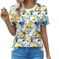 thumbnail image 1 of Cilsoka Fashion Shirts for Women Trendy, T Shirts Short Sleeve V Neck Tees Womens Tops Beach Vacation Fashion Clothes 2026 Casual Summer Spring Fall Outfits, Floral Print Tshirts, 1 of 5