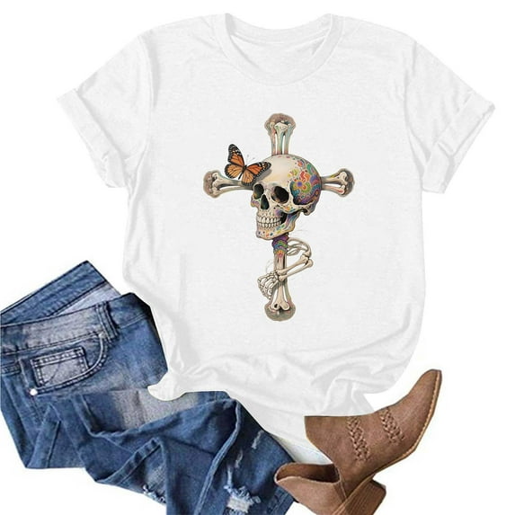 Cilsoka Fashion Tops for Women 2026, Womens Flowers Crew Neck Shirt Vintage Boho Floral Wildflowers Graphic Tees Casual Short Sleeve T Shirts, Graphic Trendy Tees