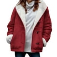 thumbnail image 1 of Cilsoka Fleece Jackets Winter Sherpa Fleece Lined Coats for Women Long Hooded Thicken Overcoat Parka Faux Suede Long Pea Coat Outerwear, 1 of 4