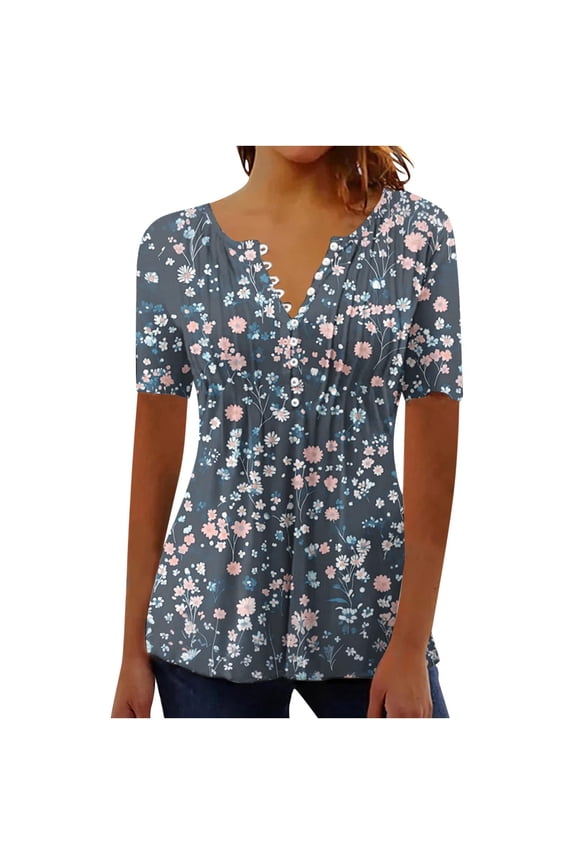 Graphic Tees for Women Funny Women's 2026 Summer Short Sleeve Tunic Tops Loose Fit Floral Comfy Blouses Casual Shirts for Leggings S-5XL