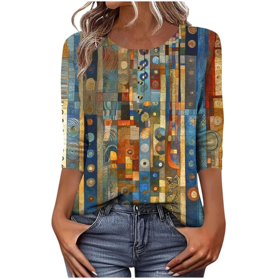 Cilsoka Hawaiian Shirts for Women Petite Plus Size Summer Tops for Women 4Xl Active Tops for Women 3/4 Sleeve Blouses for Women Casual Cotton My Orders Placed