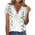 thumbnail image 1 of Cilsoka Ladies Tops and Blouses Petite Size, Short Sleeve Shirts for Women Casual 2026 Summer Fashion Lace Trim V Neck Shirt Tunic Tops Floral Blouses T Shirts, 1 of 4