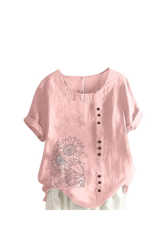 Ladies Tops and Blouses Petite Size, Women's Dressy Casual Tops Business Work Blouses White Button Down Shirts Cap Sleeve V Neck Tshirt, Graphic Trendy Tees