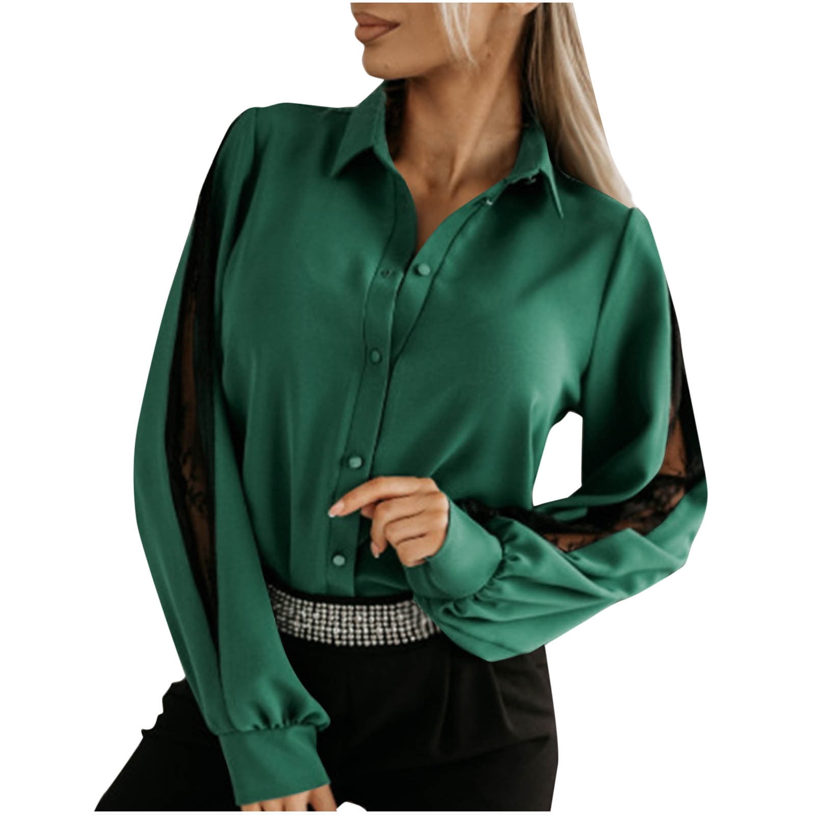 Blouse Femme Manches 3/4 Dentelle - Bleu Marine - Taille M - Neuve Sans étiquettes
