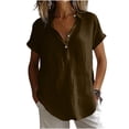 thumbnail image 1 of Cilsoka Linen Tops for Women - Summer Gauze Shirts Button Down Short Sleeve V Neck Blouses Dressy Casual Tunic Clothes, 1 of 5
