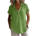 thumbnail image 1 of Cilsoka Linen Tops for Women - Summer Gauze Shirts Button Down Short Sleeve V Neck Blouses Dressy Casual Tunic Clothes, 1 of 5