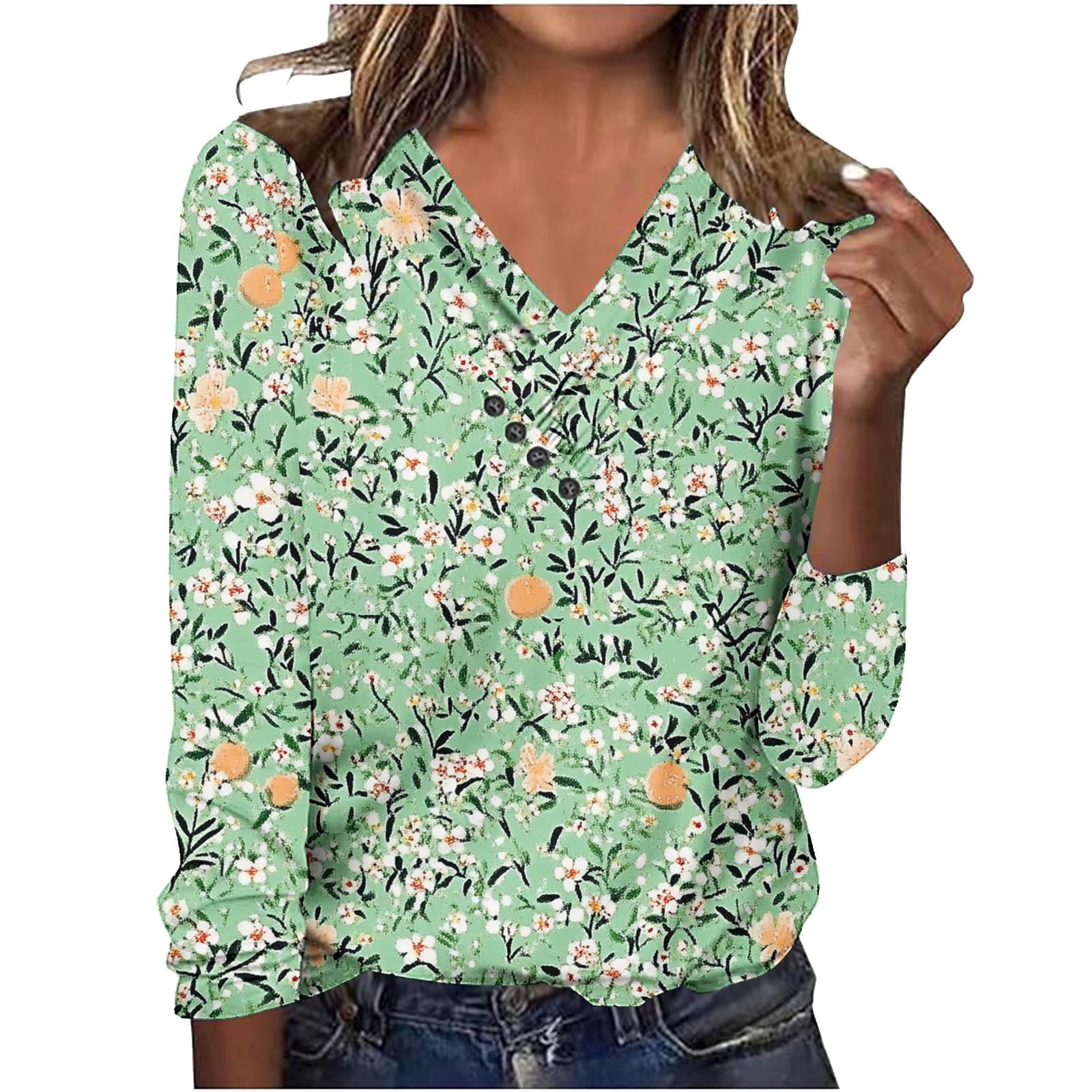 TAKEYAL Women's Los Angeles Graphic T-Shirt - Loose Fit Casual Tee With Palm Tree Print (Green, Size M)