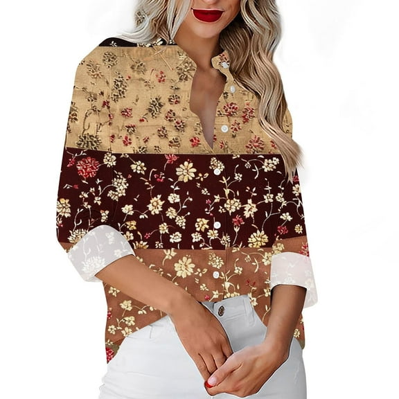 Cilsoka Loose Shirts for Women Long Womens 3/4 Sleeve Shirts with Collar Womens Tunic Tops Dressy Casual Work Blouses for Women Office Plus My Orders past Orders