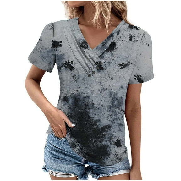 Cilsoka My Orders Placed Workout Shirts Women Loose Womens Summer Tops Casual Linen Workout Tops for Women Graphic Womens Blouses Short Sleeve Dressy