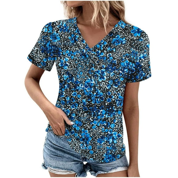 Cilsoka My Orders Placed T Shirts for Women Loose Fit Plus Size Trendy Tank Tops for Women 2025 Plus Size Tunic Tops for Women Summer Womens Short Sleeve Blouses Floral